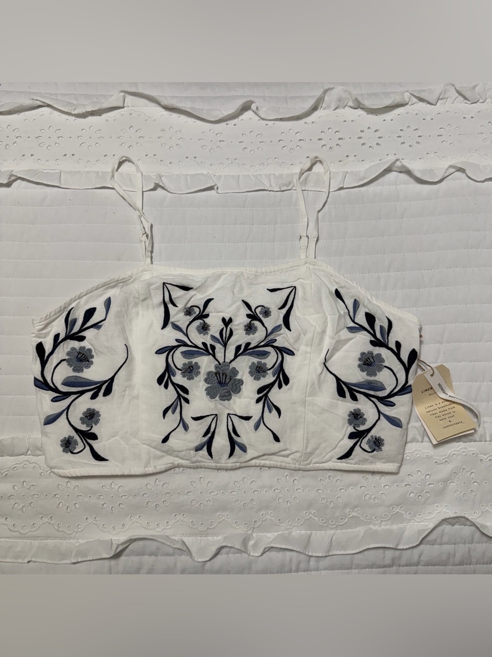 Midnight sky linen blend cropped tank top